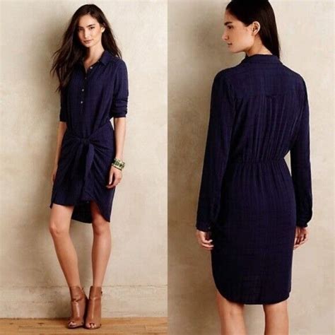 Anthropologie Maeve Dress Bloomsbury Blue Long Sleeve Gem