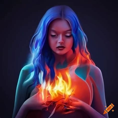 Artwork Of A Woman Surrounded By A Broken Heart On Fire On Craiyon