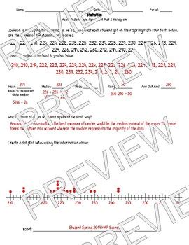 Statistics: Mean, median, mode, range, dot plot and histogram | TpT