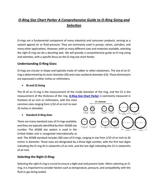 O Ring Size Chart Parker A Comprehensive Guide To O Ring Sizing And