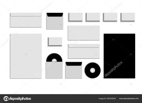 Black White Gray Color Mock Stationery Template Brand Identification