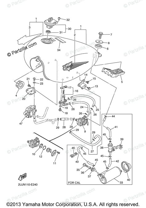 Yamaha Motorcycle Oem Parts Diagram For Fuel Tank Partzilla