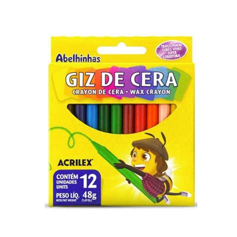 Giz De Cera Cores Fino Acrilex Oxal Papelaria