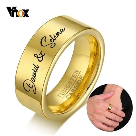 Vnox Free Personalized Rings for Men Tungsten Carbide Wedding Bands ...