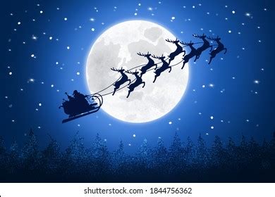 Santa Flying Through Night Sky Under Stock Vector Royalty Free