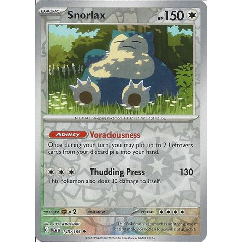 Pokemon Trading Card Game Pokemon Trading Game 143 165 Snorlax