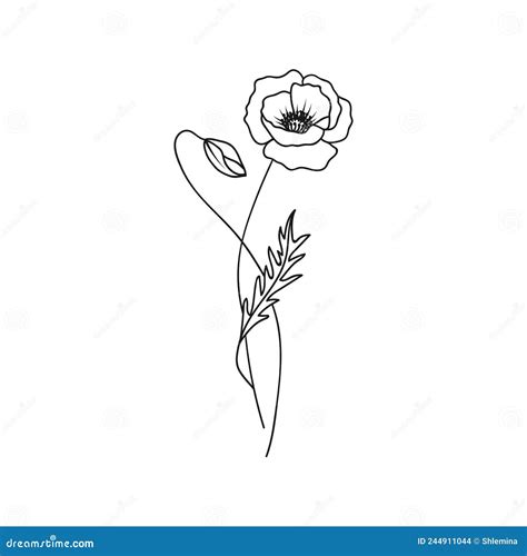 Poppy August Birth Month Flower Vector Drawing. | CartoonDealer.com ...