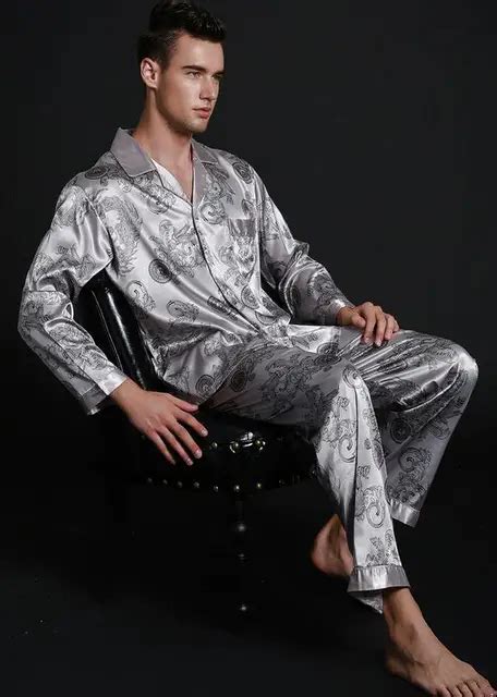 New High Quality Pcs Chinese Men S Satin Silk Pajamas Sets Long