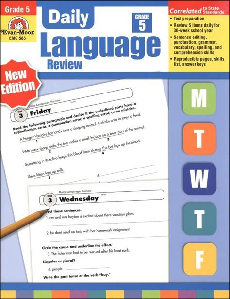 Free Daily Language Review Worksheets Grade 5 Math Worksheet Activities