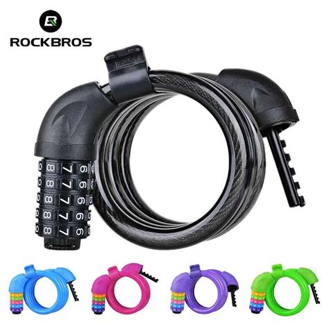 ROCKBORS Bicycle Lock Anti theft Mountain Bike Lock Cryptographic Keys Bicycle Cable Locks Bike ...