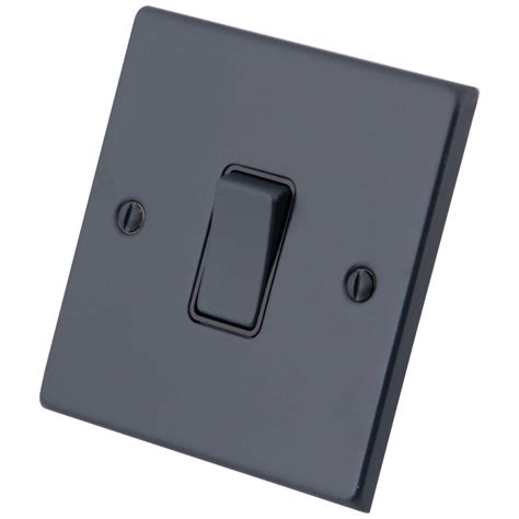 M2 Decorative 10a 1 Gang 2 Way Light Switch Black Insert Granite Blue