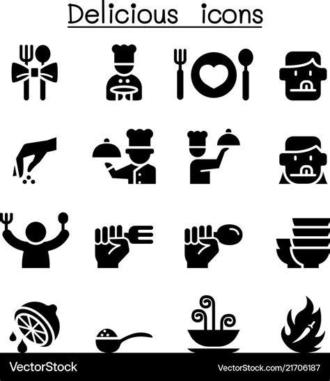 Delicious food icon set Royalty Free Vector Image