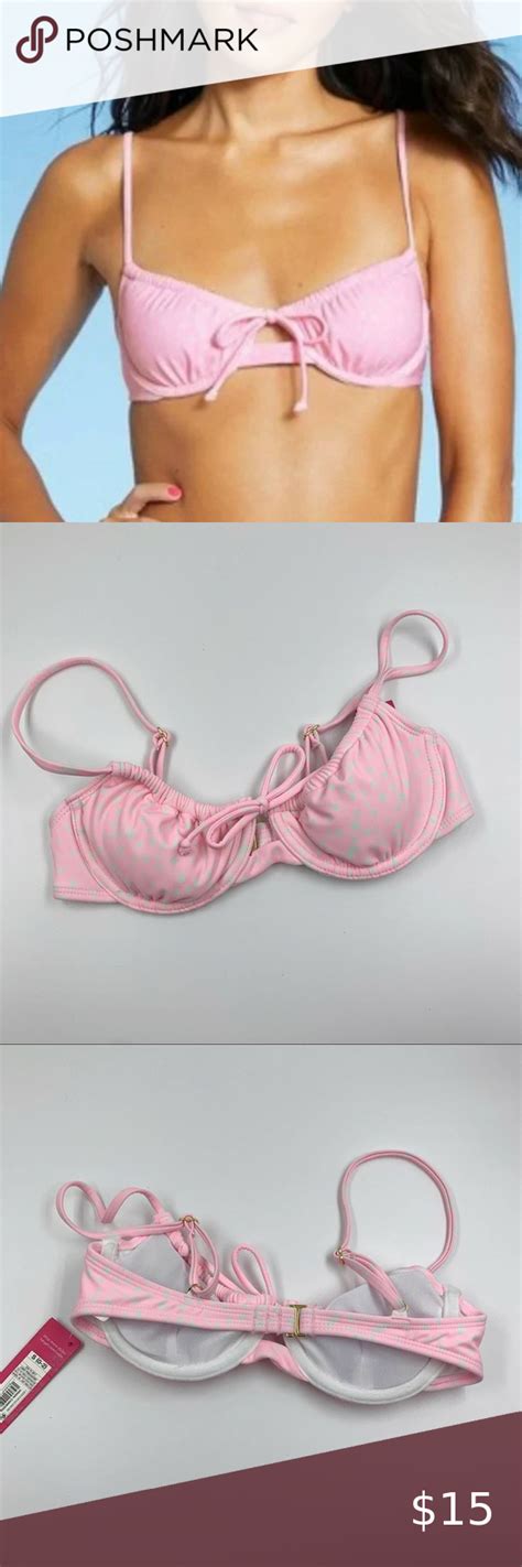 Nwt Xhilaration Junior S Shirred Underwire Bikini Top Pink White