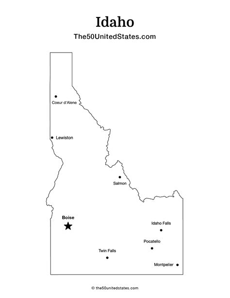 Free Printable State Maps Of Idaho The 50 United States Us State Information And Facts