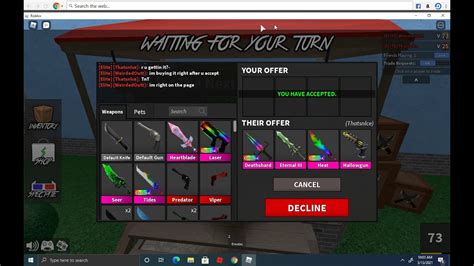 Trading Robux For Mm2 Knife Youtube