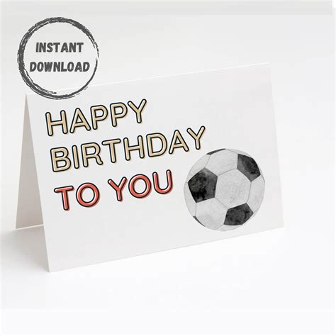 Soccer Birthday Card Printable Card Digital Download 5x7 - Etsy