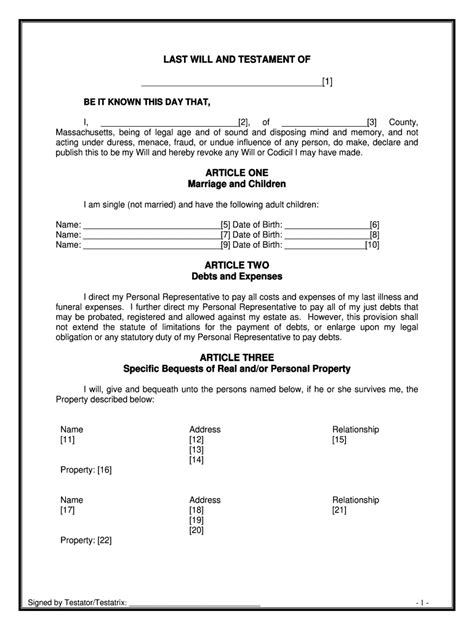 Free Printable Wills Forms Printable Forms Free Online