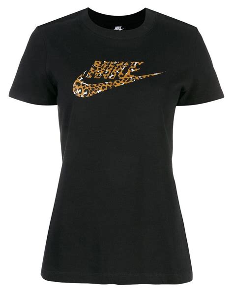 Nike Leopard Print Logo T Shirt In Black Lyst