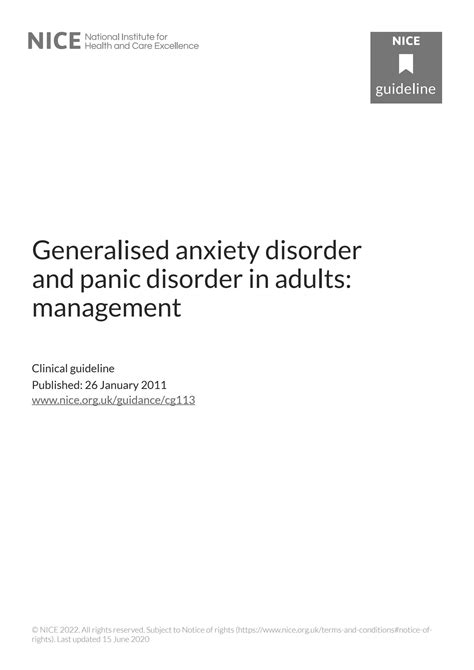 Solution Generalised Anxiety Disorder And Panic Disorder In Adults