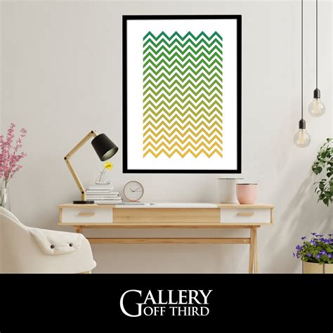 Abstract Wall Art Zig Zag Line Art Trendy Ombre Mid Century Modern ...