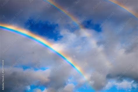 rainbow and clouds image generated by AI technology Stock Illustration ...