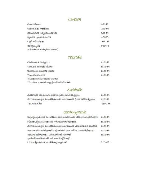 Menu At Teke Panzi S Vend Gl Restaurant K Rmend