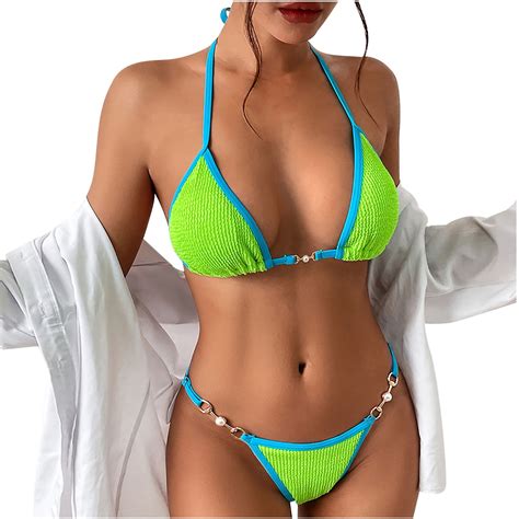 QUYUON Womens Bikini Set 2 Piece Halter Swinsuit Push Up Bathing