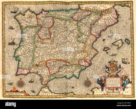 Atlas Map From Iberian Peninsula Spain Portugal Digitally