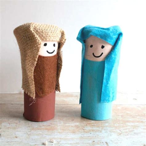 Mary and Jospeh Cardboard Tube Christmas Craft for Kids