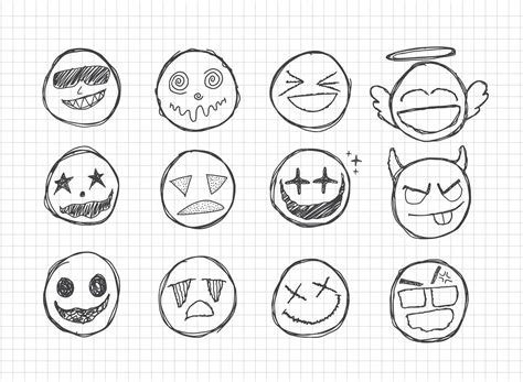 Premium Vector | Smiley Face Hand Drawing Scribble Vector Set