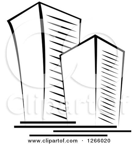 Clipart of Black and White Skyscraper Buildings - Royalty Free Vector ...