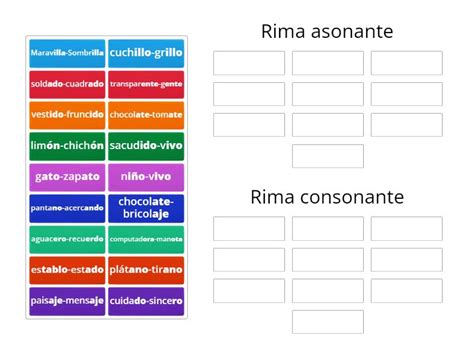 Rimas asonantes y consonantes - Group sort