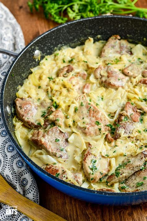 Creamy Garlic Pork With Cabbage Pork Pieces In An Irresistible