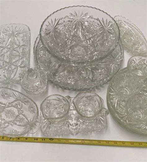 Vintage Anchor Hocking Starburst Pattern Glass Set Hoosier Auction Group