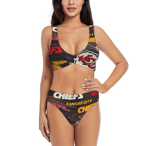 KC Chiefss Bikini Set For Women Bikini Two Piece Swimsuit Cross V Neck