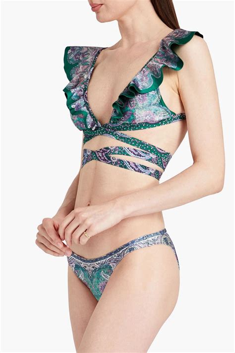 ZIMMERMANN Ruffled Paisley Print Bikini THE OUTNET