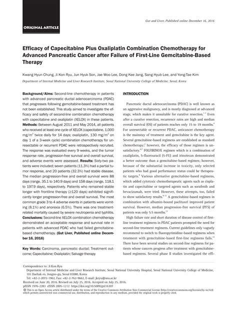 (PDF) Efficacy of Capecitabine Plus Oxaliplatin Combination ...