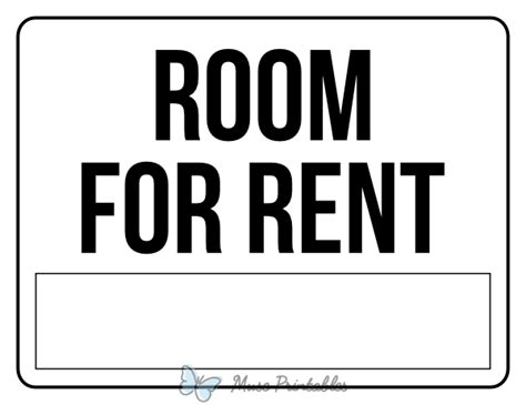 Printable Black and White Room For Rent Sign