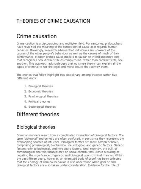 Theories Of Crime Causation Pdf Crimes Crime And Violence