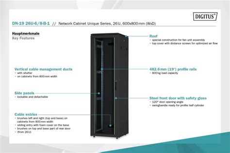 Digitus Professional Unique Serie 26HE Serverschrank Glastür schwarz