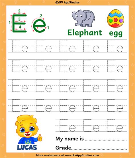 letter e tracing worksheets for kids online splashlearn - tracing