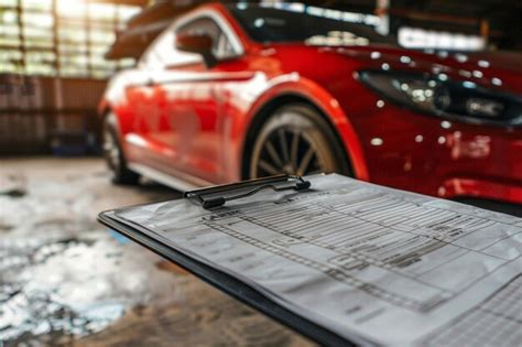 Customizable Car Insurance Checklist On Clipboard In Garage With Space