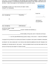 New York Affidavit In Support Of Motion For Contempt Fill Out Sign