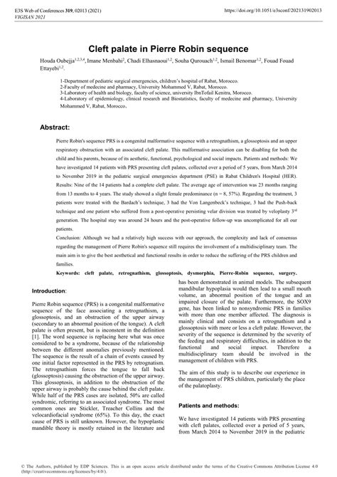 (PDF) Cleft palate in Pierre Robin sequence