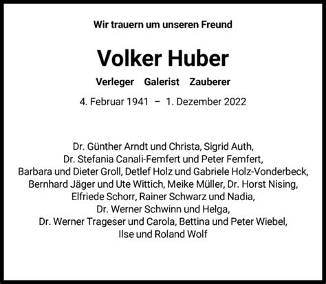 Traueranzeigen Von Volker Huber Trauer Rheinmain De