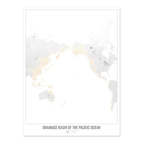 Pacific Ocean - Drainage basin map, white v1 - Fine Art Print ...