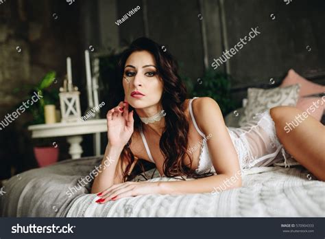 Beautiful Woman Lingerie Showing Long Legs Stock Photo Shutterstock
