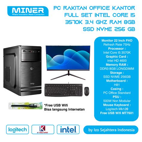 Jual Pc Rakitan Full Set Intel I K Ssd Gb Ram Gb Untuk Kantor