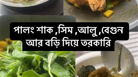 পালং শাক সিম আলু বেগুন আর বড়ি দিয়ে তরকারি রান্না করলাম Tinydiary 121 Youtube