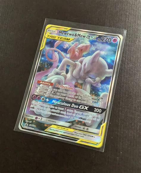 FULL ALT ART Shiny Holo Mewtwo Mew GX Tag Team Pokemon Card Promo SM